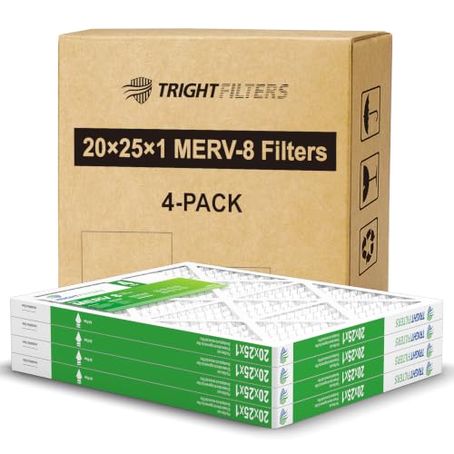 Image of TRIGHTFILTERS 20x25x1 Air Filter 4 Pack, MERV 8 Pleated HVAC Furnace Filter | Air Conditioner Filter Replacement Dust Defense Furnace AC Protection Durable Lightweight