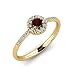 Produktbild Gelbgoldring Kalliste mit Granat 0,10 ct AAAA Qualität und 20 Swarovski Kristallen aus 375 Gelbgold - Edelsteinring für die perfekte Verlobung oder als Geburtstagsgeschenk + Luxusetui