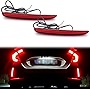 Xotic Tech 2x Red Lens LED Rear Bumper Reflector Tail Brake Rear Fog Lamps, Compatible with Honda Civic Hatchback 2017-2020, Type-R 2016-2018 or SI 4-Door Sedan