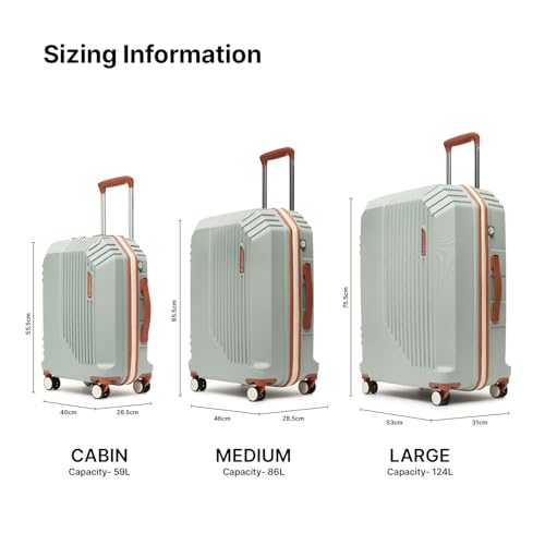 Image of uppercase Vector (Medium) 65cm, Check-in Sustainable Trolley Bag, Hardsided Anti-Scratch 8 Wheel Double Spinner Luggage, TSA Lock & Anti-Theft Zippers, Suitcase for Unisex, 2000 Days Warranty (Green)