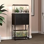 5-10 Gallon Fish Tank Stand, Metal Double Aquarium Stand with Cabinet for Fish Tank Accessories Storage, Heavy Duty 20.5" L* 11.02" W Tabletop, 500LBS Capacity Black PG06YGB - Image 5