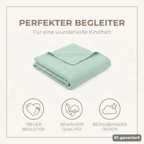 MOYO Babydecke Heller Eukalyptus I 75x100cm I Atmungsaktive Kuscheldecke aus 100% Baumwolle I Weiche Baby-Bettdecke für Junge & Mädchen I… – Ansicht 2