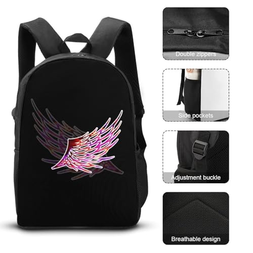 Angel Wings Classic Backpack Lunch Bag Pencil Case 3 Piece Set Travel Daypack3