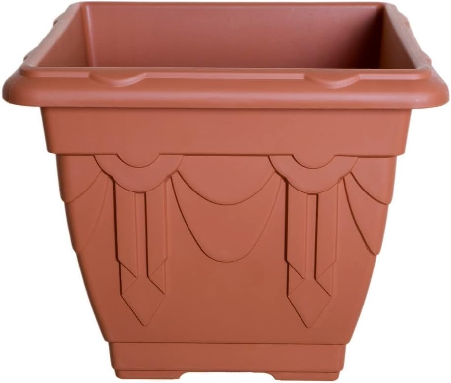 Whitefurze G02048 22cm Square Venetian Planter - Black