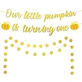Our Little Pumpkin is Turning One Banner, Little Pumpkin 1st Birthday Decorations, Thanksgiving Fall Pumpkin Kids Boy Girl First Birthday Banner Party Decorations, 1st Birthday Pumpkin Theme Girl Boy