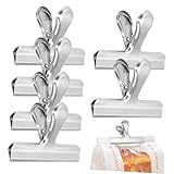 Hohopeti 6 Piezas Clips de Bolsas Inoxidable Abrazaderas Resistentes para Sellado de Snacks Pan y Alimentos Cierre Seguro y Duradero para Cocina y Oficina
