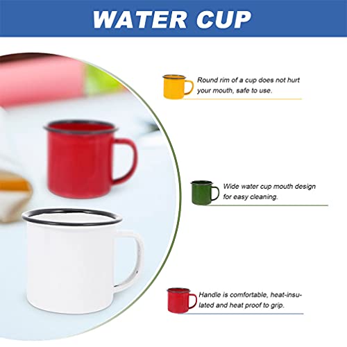 Luxshiny Juego de 4 Tazas de Camping Esmaltadas Tazas de Café Vintage Pequeñas Tazas de Té de Metal Tazas de Sopa de… - Imagen 4