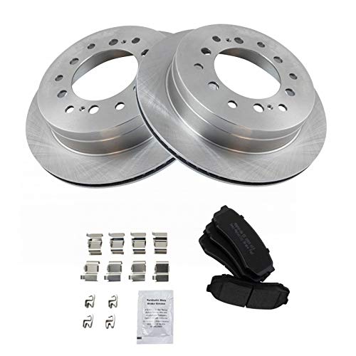Image of TRQ Rear Brake Pad and Rotor Set Semi Metallic Vented Rotors | For 2003-2009 Lexus GX470 2003-2009 Toyota 4Runner 2007-2009 FJ Cruiser 2001-2007 Sequoia