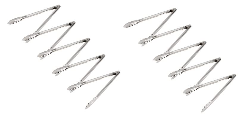 Dynore Stainless Steel Utility Tong/Kitchen Tong- Set of 10