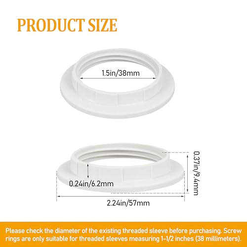 Image of E27 /E26 Universal Lamp Holder Dustproof Fixing Ring Compatible with Glass Lampshade /Lamp Fixture Buckle Ring Lampshade Locking Ring Accessories White 5Pcs