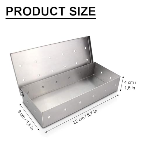 Räucherbox, Räucherbox für Gasgrill, Edelstahl BBQ Grill Räucherbox für Smoker, Holzkohle- und Gasgrills 2