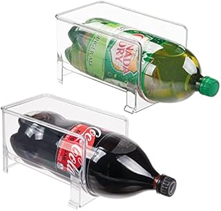 mDesign Kitchen Wine Rack  Stackable Bottle Rack for Wine, Water and Other Drinks  Pantry, Cupboard and Fridge Storage Rack  Pack of 2  Clear