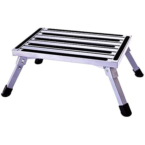 Superworth Aluminum Folding Platform Step Ladder Lightweight RV Step Stool for Motorhome Travl Traile Camp Trip Working with Anti-Slip Surface Rubber Feet 200KG Weight Capacity Cover