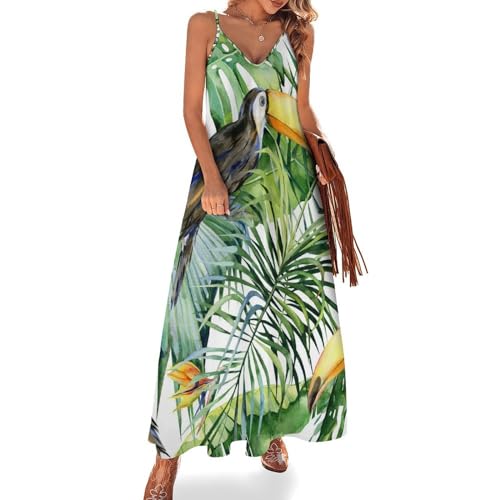 Robe longue d'été fluide oiseau et feuilles pour sublimer toutes les silhouettes