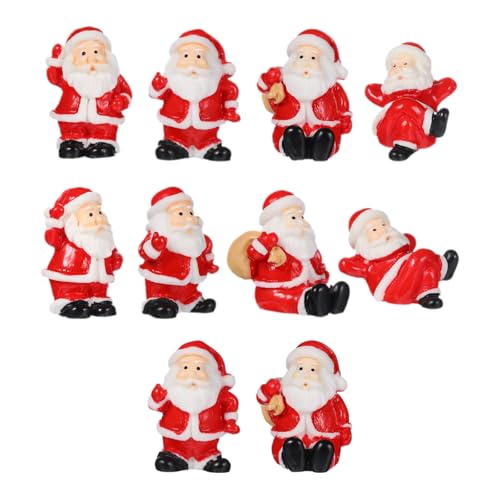 Ciieeo Mini Santa Claus Statue, 10pcs Small Santa Claus Ornament for Doll House Micro Scene, Cute Resin Christmas Tabletop Decor for Home, 1.3x0.8in, Mixed Style