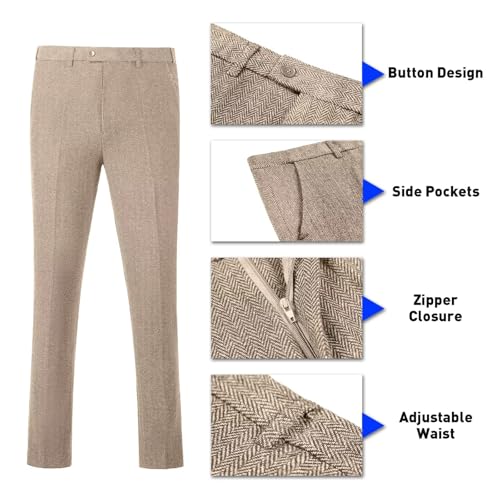 Retro Tweed Herringbone Suit for Men Slim Fit 3 Pieces Mens Suit Groom Dress Tuxedos Prom Suit Jacket Vest Pants4