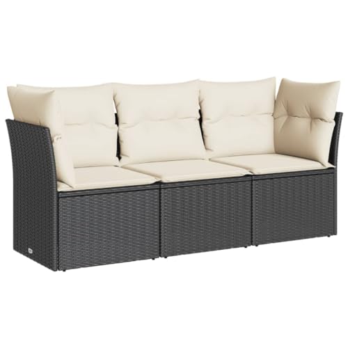 vidaXL Garten Sofagarnitur mit Kissen 3-TLG., Gartensofa mit modularem...