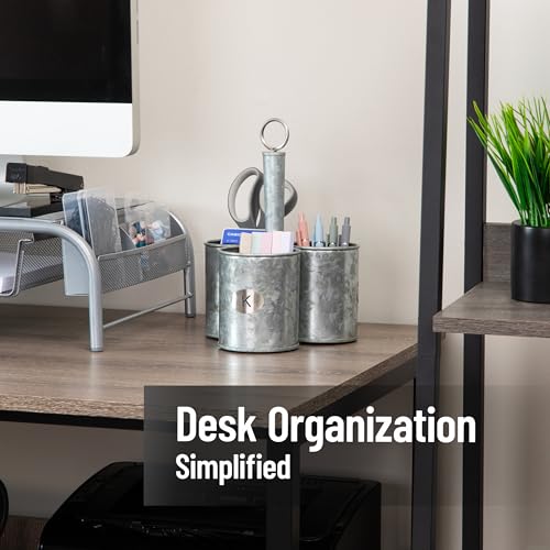 Mind Reader 3-Compartment Metal Organizer with Handle, Multi-Use Storage Caddy, Galvanized Metal, Silver by Mind Reader - Image 2