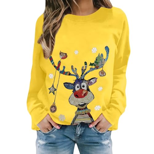 Weihnachtspullover Damen, weihnachtsjacke Damen, Lustige Rentier...