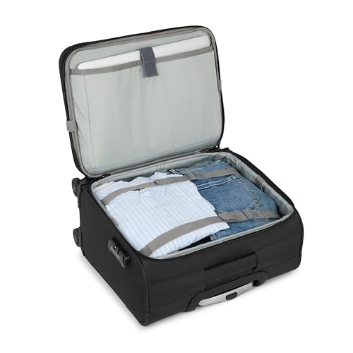 Image of SWISS MILITARY Parker Pro 48L Laptop Overnighter Trolley Bag 15.6 inch Business Cabin Luggage with 360 Degree Wheels Aluminium Trolley Utility Pockets Office Commutes Business Trips Airport Travel-Black
