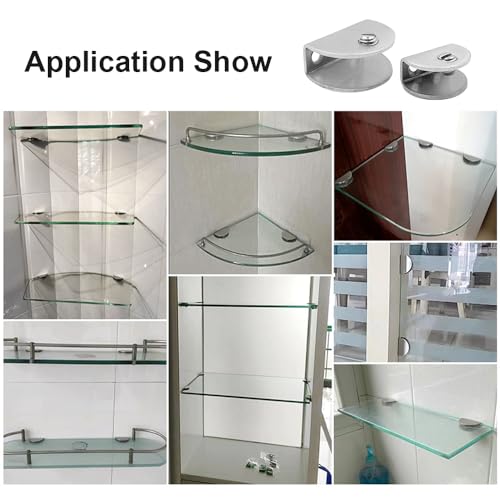 WYAN 10 Pcs Adjustable Semicircular Glass Shelf Brackets,Wall Mounted Glass Clamp Shelf Supports,304 Stainless Steel,Adaptive 6-9MM Thickness Glasses(with Screws) - Image 4
