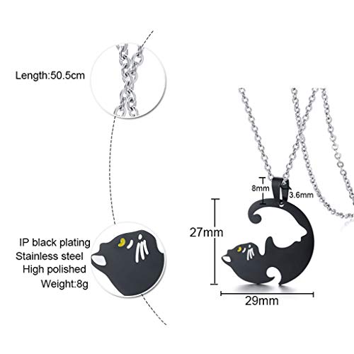 gazechimp 2pcs Aço Inoxidável Dele E Dela Yin Yang Colar De Pingente De Gato De Estimação