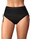 Holipick Black Swimsuit Bottoms for Women - High Waisted Bikini Bottoms Tie Side Tummy Control Bathing Suit Bottom M