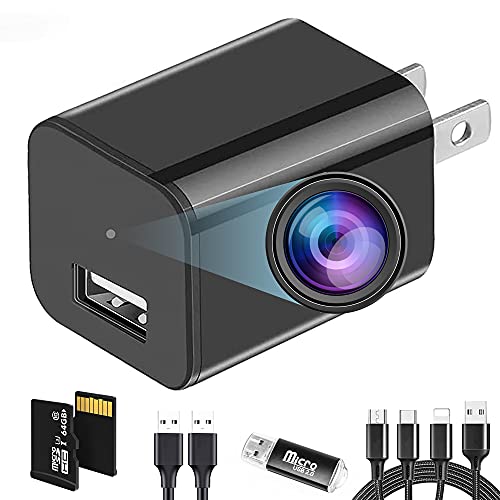 Hidden Camera Charger Spy Camera USB Charger Camera Hidden Nanny Cam Hidden Spy Camera Full HD 1080p 64GB SD Card Motion Detection Surveillance Camera for Indoor Home Security Monitoring Use