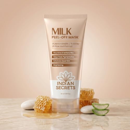 Image of Milk Peel-Off Exfoliating Face Mask | Brightening Skin | Milk Extract, Niacinamide, Aloe Vera, Honey | Dead Skin Removal | Suitable For All Skin Types, 50 ml