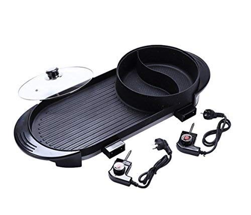 TLMYDD Multi-function Electric Hot Pot, Double-ring Heating Barbecue Pot, Non-stick Electric Cooker Electric Oven Electric barbecue