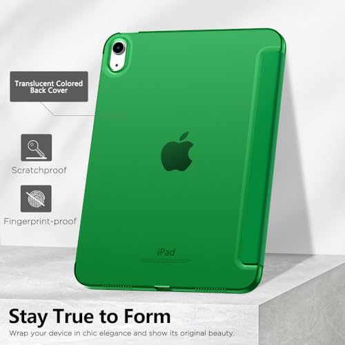 Image of MoKo for iPad (A16) 11th Generation Case 11 Inch 2025, iPad 10th Generation Case 10.9 Inch 2022, Slim Stand Hard PC Translucent Back Shell Smart Cover, Support Touch ID, Auto Wake /Sleep, Forest Green