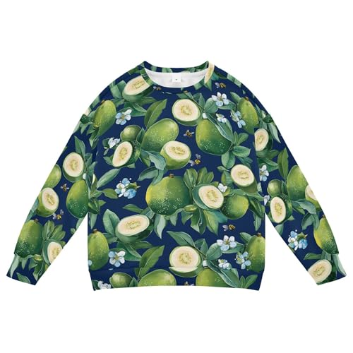 JUNZAN Fresh Feijoa Fruit Royal Blue Kids Boys Hooded Sweatshirt Crewneck Hoodies for Girls Sports 4T