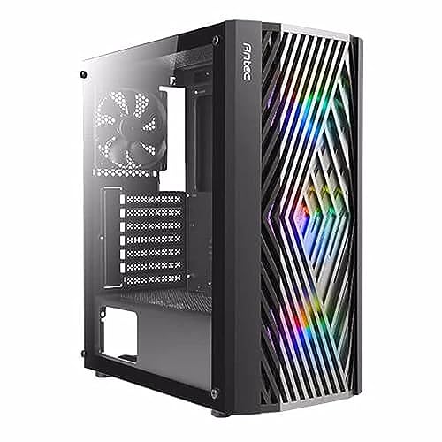 Image of Antec NX291 ATX Mid-Tower Case, Tempered Glass Side Panel, Full Side View, Pre-Installed 4 x 120mm in Front, Black