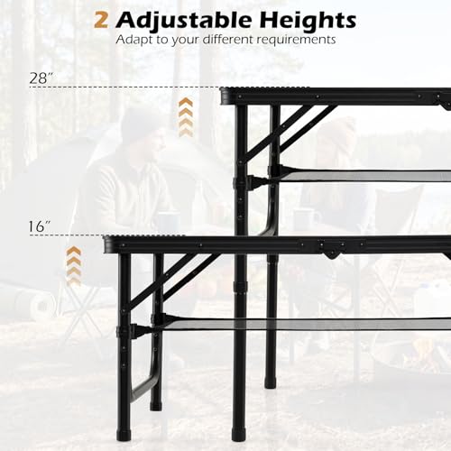 Giantex Folding Camping Table Mesa Plegable de Camping 37" x 24" con Alturas Ajustables y Asas, Aluminio Ligero para Picnic y Exteriores miniatura 4