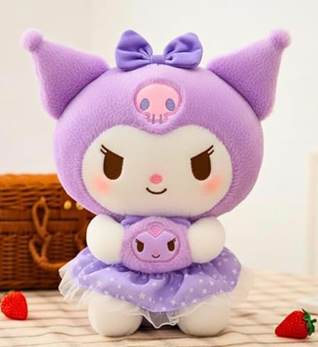 Image of Tickles Cute Anime Doll Soft Stuffed Plush Cartoon Character Toy for Kids Boys & Girls Birthday Gift (Color: Purple & White Size: 25 cm)