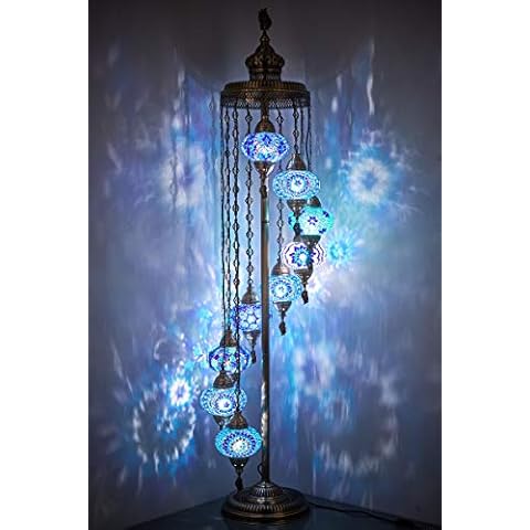 Lámpara de Pie DEMMEX con 9 globos de mosaico turcos Cover