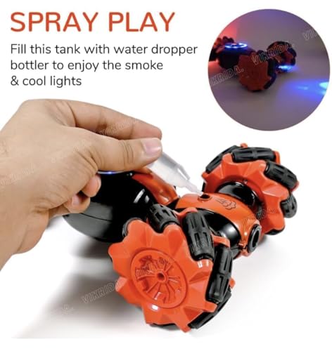 Image of RC Drift Stunt Car, Premium 2.4G RC Car Toy Independent Signal Cool Fun 360 Degree Rotation for Outdoor, High Speed with Water Smoke Rechargeable Transverse Tires (Multicolour)