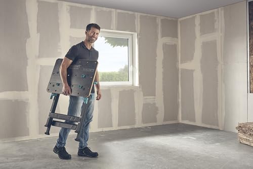 wolfcraft Spann- und Arbeitstisch Master 650 Ergo - stufenlos höhenverstellbar - inklusive Flachspanner, Rohrspanner & Einlegebrett - mobil einsetzbar - 120 kg Tragfähigkeit - Made in Europe - 6870000