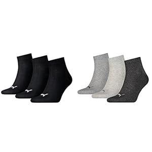 Unisex Quarters Sokken Sportsokken 6 Pack (3x Black 3x Antraciet 6 paar – Maat 39-42)