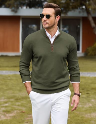 COOFANDY Mens Quarter Zip Sweater Casual Slim Fit Mock Neck Knit Pullover — view 3