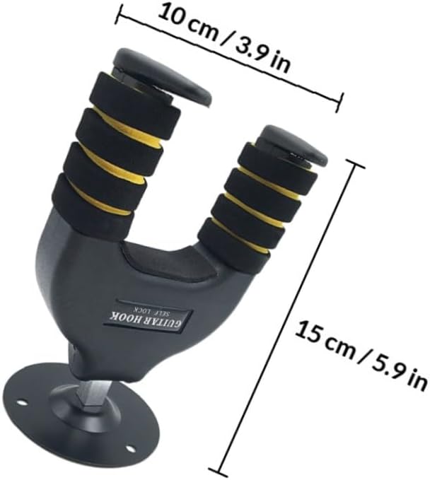 Ciieeo Guitar Wall-Mounted Hook with Gravity Automatic Lock Iron Base Guitar Hanger for Acoustic Electric and Ukulele for Home and Studio image 2