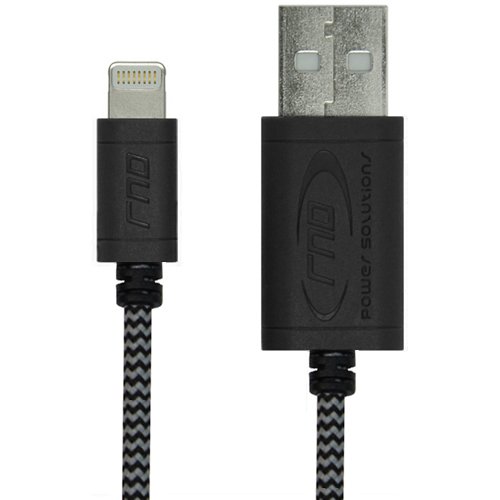 RND Apple Certified Lightning USB 6ft Cable for iPhone (10/X/8/8 Plus/7/7 Plus/6/6 Plus/6S /6S Plus/5/5S/5C/SE) iPad (Pro/Air/Mini) and iPod Data Sync and Charge Cable (6 feet/1.8M/Nylon Black/White)