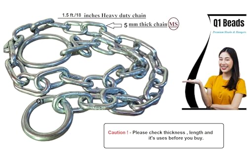Image of Q1 Beads 1.5 Feet /18 inches Metal Lock Chain (5 mm) Strong & Heavy Duty 100 KGS Capacity for Travel & Safety,Garden Swing /Playing Jhula,Punching Bag,for Boxing,MMA,Martial Arts