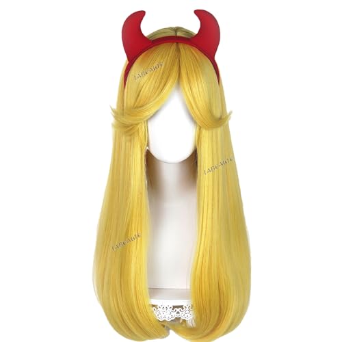 Image of LABEAUTE Long Blonde Princess Cosplay Wig with Headband, 24 Inch Resistant Synthetic Hair Natural Looking Golden Blonde Costume Wig Set for Halloween Party Anime Convention