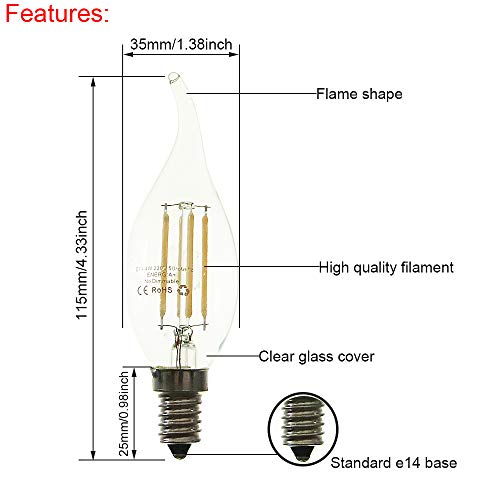 HUAMu E14 LED Light Bulb, LED Candle Bulbs Small Screw, 4W 400lm, 40W Equivalent SES E14 Bulb Halogen - Image 2