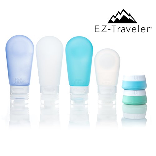 image for EZ-Traveler Silicone Travel Bottles - Refillable Toiletry Containers. 