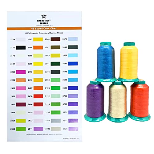 Averma 48 Multicolors 1000Y Polyester Embroidery Machine Thread Kit Pack For Embroidery And Sewing Machines #TOP2