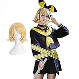 Picksoco with Wig Kagamine Rin/Len Cosplay Costume Rin Len Outfit Cosplay Dress Uniform Full Set