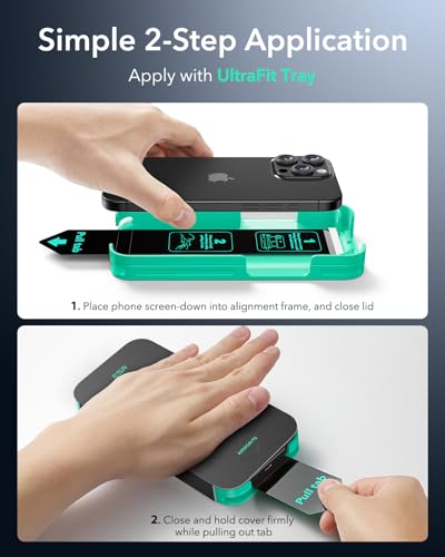 ESR 3 Packs for iPhone 16 Pro Max Tempered Glass Screen Protector, 9H+ Hardness, Military-Grade Shatterproof, Full Coverage Film with Flawless Fit Tray, HD Clear - Image 5