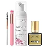 BREYLEE Eyelash Extension Cleanser Eyelash Extension Shampoo with Brush & Mascara + Professional...